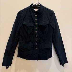 Free People Black Military Button Front Jacket